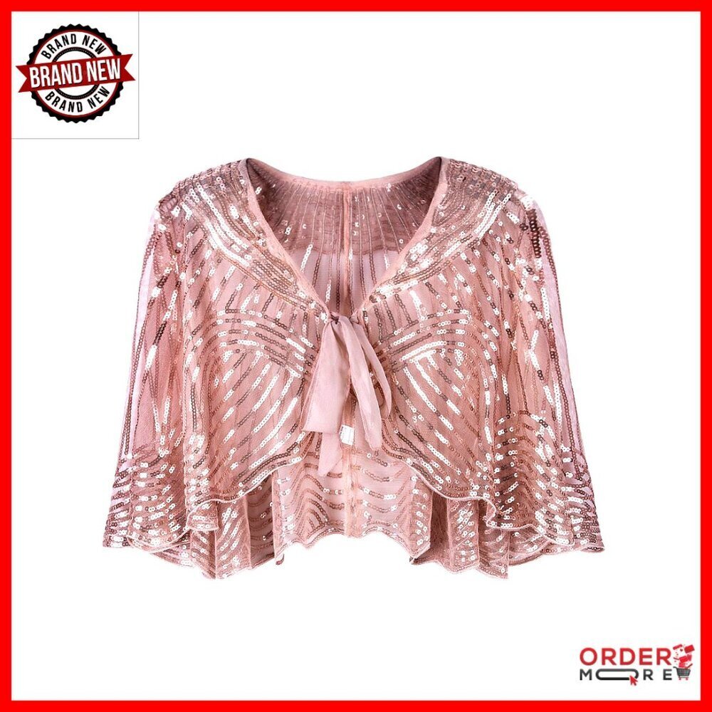 Vintage Style Cape Jacket Embellished Bridal Shawl Capelet Flapper Bolero